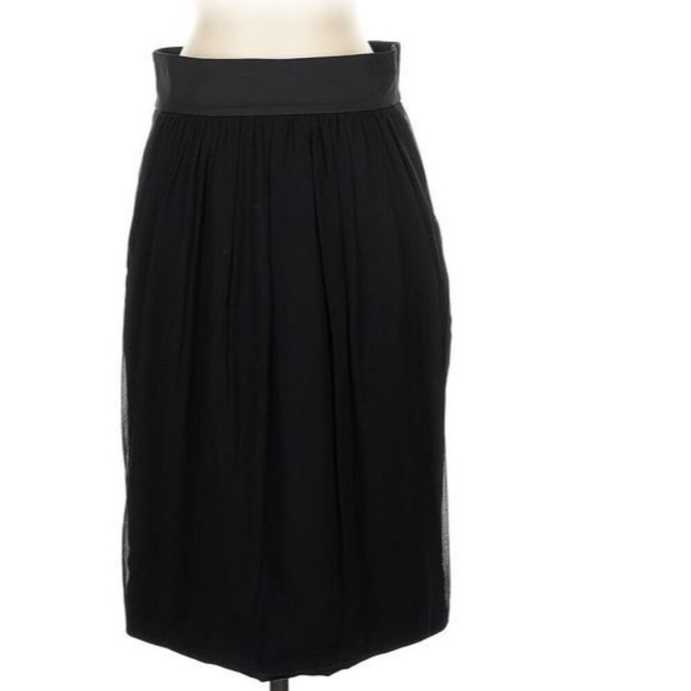 Giorgio Armani Womens Black Pleated Silk Knee Length Skirt Size 40 It
